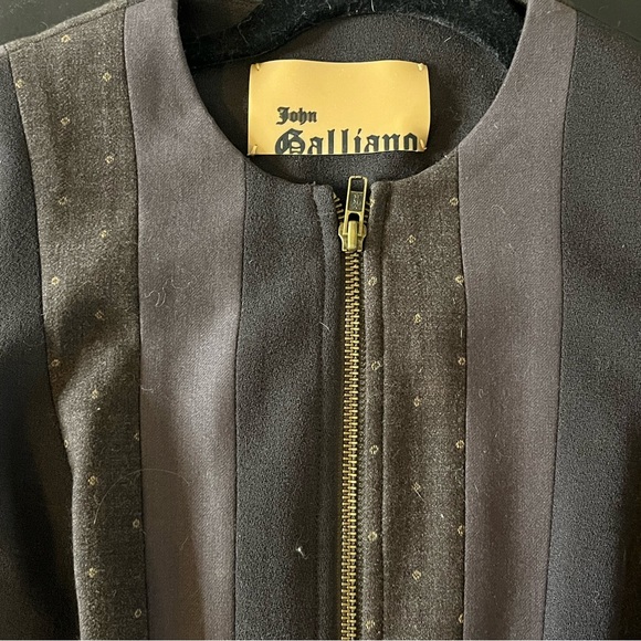 John Galliano blazer - lined- striped mixed pattern - gold zipper- pinched waist - Picture 7 of 13